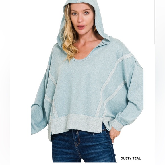 Zenana Outfitters Dark Green Hoodie - Picture 4 of 7